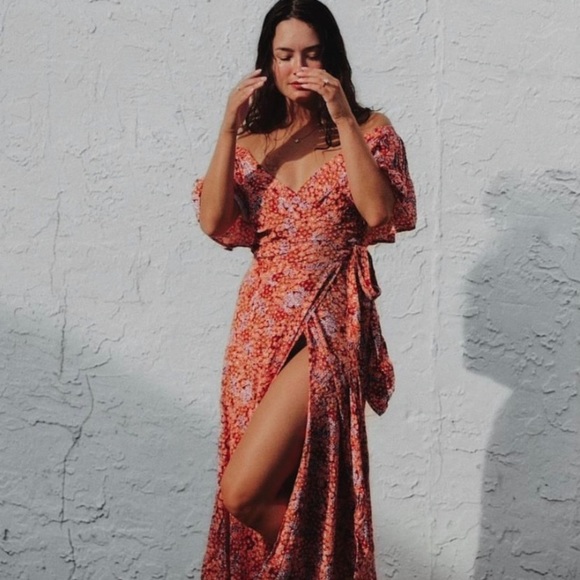 L*Space Panama Floral Cover Up Maxi Off-Shoulder Dress